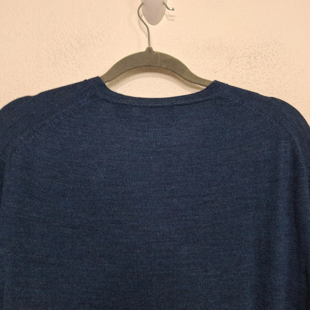 Calvin Klein Blue 100% Merino Wool Preppy Business Casual Knit Sweater Size XL